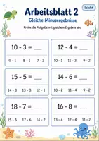 Vorschau - Arbeitsblätter - Gleiche Ergebnisse finden bis 20 | Mathematik Klasse 1 | 5 Arbeitsblätter als PDF - Seite 2