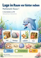 Vorschau - Arbeitsblätter - Lage im Raum vor hinter neben | Mathematik Klasse 1 | 5 Arbeitsblätter als PDF - Deckblatt