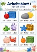 Vorschau - Arbeitsblätter - Lage im Raum vor hinter neben | Mathematik Klasse 1 | 5 Arbeitsblätter als PDF - Seite 1