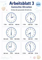 Vorschau - Arbeitsblätter - Passende Uhrzeit finden | Mathematik Klasse 1 | 5 Arbeitsblätter als PDF - Seite 3