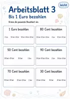 Vorschau - Arbeitsblätter - Passend bezahlen bis 1 Euro | Mathematik Klasse 1 | 5 Arbeitsblätter als PDF - Seite 3