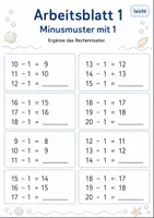 Vorschau - Arbeitsblätter - Rechenmuster Minus bis 20 | Mathematik Klasse 1 | 5 Arbeitsblätter als PDF - Seite 1