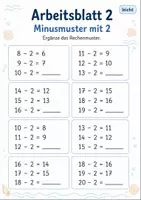Vorschau - Arbeitsblätter - Rechenmuster Minus bis 20 | Mathematik Klasse 1 | 5 Arbeitsblätter als PDF - Seite 2