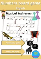 Vorschau - Arbeitsblätter - Number Boardgame - Musikinstrumente / musical instruments Wortschatzspiel Englisch - Deckblatt