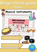 Vorschau - Arbeitsblätter - Bingo-Boardgame - Musikinstrumente / musical instruments Wortschatzspiel Englisch - Deckblatt