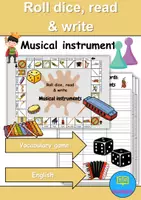 Vorschau - Arbeitsblätter - Würfeln Lesen und Schreiben / Rolling dice reading and writing: Musikinstrumente / musical instruments - Englisch (Wortschatz) - Deckblatt