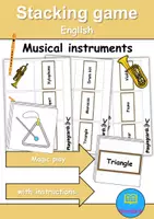 Vorschau - Arbeitsblätter - Stapel-Spiel / Stacking-Game : Musikinstrumente / musical instruments Wortschatzspiel (Englisch) - Deckblatt