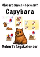 Vorschau - Anderer Materialtyp - Geburtstagskalender Capybara - Capybaraklasse Classroommanagement - Deckblatt