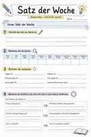 Vorschau - Arbeitsblätter - Satz der Woche: Wortarten, Satzglieder und Zeitformen! - Deckblatt