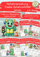 Vorschau - Arbeitsblätter - Verkehrsschilder Arbeitsblätter – kostenloses Freebie für Klasse 3/4 - Deckblatt