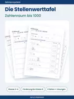 Vorschau - Arbeitsblätter - Stellenwertsystem: Die Stellenwerttafel bis 1000 – Zahlen lesen und schreiben – Dienes Material - Deckblatt