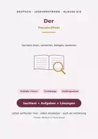 Vorschau - Stundenentwürfe - Leseverstehen Sachtext „Der Placebo-Effekt" - Deckblatt