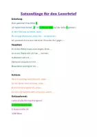 Vorschau - Arbeitsblätter - Satzanfänge Leserbrief - Deckblatt