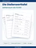 Vorschau - Arbeitsblätter - Stellenwertsystem: Die Stellenwerttafel bis 10.000 – Zahlen lesen und schreiben - Deckblatt