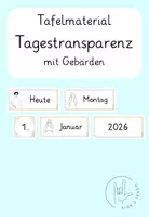 Vorschau - Fördermaterial/Inklusion - Materialpaket Tafelmaterial für Tages- und Stundentransparenz - Gebärdensprache - Seite 1
