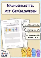 Vorschau - Arbeitsblätter - Nachdenkzettel: Reflexionsblatt mit den vier Gefühlswesen / Classroom Management // kostenlos - Deckblatt