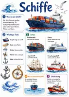 Vorschau - Arbeitsblätter - Lernplakat + Arbeitsblätter "Schiff" + Lösung & MP3 + Infografik - Deckblatt