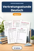 Vorschau - Arbeitsblätter - Vertretungsstunde Deutsch Klasse 2 – Nomen, Silben & Rechtschreibung - Deckblatt