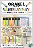Vorschau - Mal- und Bastelvorlagen - Orakel für den Schulstart / Schulanfang - mit und ohne Textmarker - Deckblatt