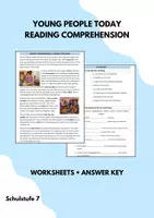 Vorschau - Arbeitsblätter - Young People Today Reading Comprehension (More 3 Unit 9) - Deckblatt
