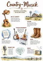 Vorschau - Arbeitsblätter - Lernposter + Arbeitsblatt "Country-Musik" + interaktive Lösung & MP3 + Mindmap + Infografiken - Deckblatt