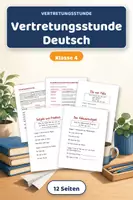 Vorschau - Arbeitsblätter - Vertretungsstunde Deutsch Klasse 4 – Grammatik: Die vier Fälle & Satzglieder - Deckblatt