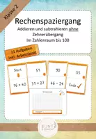 Vorschau - Stationenlernen - Rechenspaziergang Addition und Subtraktion im ZR bis 100 ohne ZÜ - Deckblatt