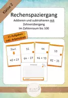 Vorschau - Stationenlernen - Rechenspaziergang Addition und Subtraktion im ZR bis 100 mit ZÜ - Deckblatt