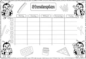 Vorschau - Arbeitsblätter - Stundenplan Marienkäferklasse 🐞 | Klassentier Marienkäfer | 4 Vorlagen | Grundschule, Schulanfang & Einschulung - Seite 1