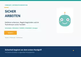 Vorschau - Stundenentwürfe - Technik Unterrichtsvorbereitung Sicher arbeiten im Werkraum - Deckblatt