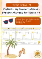 Vorschau - Arbeitsblätter - My Summer Holidays - einfache Sprechaktivität Klasse 4/5 - Deckblatt