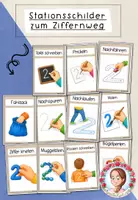 Vorschau - Stationenlernen - Stationsschilder zum Ziffernweg / Ziffernschreibkurs (1. Klasse) Mathe - Deckblatt