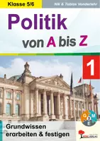 Vorschau - Arbeitsblätter - Politik von A bis Z Band 1 – Grundwissen | Politik Klasse 5-6 Sekundarstufe | Demokratie, Bundestag, Wahlen, Grundgesetz, Kinderrechte, EU, Parteien | differenzierte Arbeitsblätter, Kopiervorlagen mit Lösungen - Deckblatt