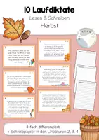 Vorschau - Stationenlernen - 10 Schleichdiktate / Laufdiktate: Herbst - Schreiben & Lesen üben (Klasse 2, 3, 4) - Deckblatt