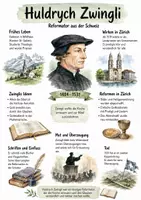 Vorschau - Poster - Lernplakat + Arbeitsblätter zum Thema "Huldrych Zwingli" + Lösung & MP3 + Mindmap + Infografik - Deckblatt