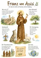 Vorschau - Arbeitsblätter - Lernposter + AB mit Fragen zum Thema "Franz von Assisi" + Lösungsblatt + Mindmap + Infografik - Deckblatt