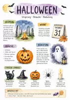 Vorschau - Arbeitsblätter - Lernposter + Arbeitsblätter zum Thema "Halloween" + Lösung & MP3 + Mindmap + Infografik - Deckblatt