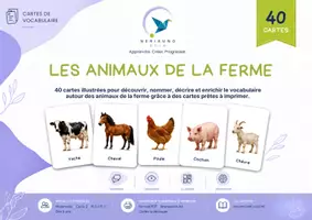 Aperçu - Cartes / Images - Les Animaux de la ferme – 40 cartes de vocabulaire illustrées – Maternelle - Page 1