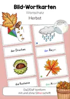 Vorschau - Spiele - Materialpaket / Bundle: Wortschatz-Training Herbst - Wortschatzerwerb: Bild-Wortkarten, Ich habe, wer hat?, Lesespiel, Wortschatzspiel (DaZ/DaF) - Seite 1