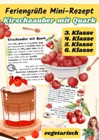 Vorschau - Unterrichtsreihen - Kirschzauber mit Quark | Mini-Rezeptkarte | vegetarisch | Feriengruß | Klasse 3–6 - Deckblatt