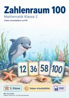 Vorschau - Arbeitsblätter - Zahlenraum 100 | Mathematik Klasse 2 | 7 Arbeitsblätter als PDF - Deckblatt