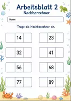 Vorschau - Arbeitsblätter - Nachbarzahlen bis 100 | Mathematik Klasse 2 | 7 Arbeitsblätter als PDF - Seite 2