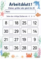 Vorschau - Arbeitsblätter - Größer kleiner bis 100 | Mathematik Klasse 2 | 7 Arbeitsblätter als PDF - Seite 1