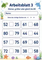 Vorschau - Arbeitsblätter - Größer kleiner bis 100 | Mathematik Klasse 2 | 7 Arbeitsblätter als PDF - Seite 3