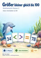 Vorschau - Arbeitsblätter - Größer kleiner gleich bis 100 | Mathematik Klasse 2 | 7 Arbeitsblätter als PDF - Deckblatt