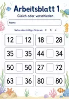 Vorschau - Arbeitsblätter - Größer kleiner gleich bis 100 | Mathematik Klasse 2 | 7 Arbeitsblätter als PDF - Seite 1