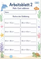 Vorschau - Arbeitsblätter - Geldbeträge addieren | Mathematik Klasse 2 | 7 Arbeitsblätter als PDF - Seite 2