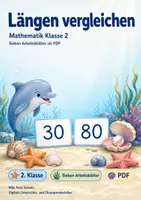 Vorschau - Arbeitsblätter - Längen vergleichen | Mathematik Klasse 2 | 7 Arbeitsblätter als PDF - Deckblatt