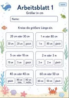Vorschau - Arbeitsblätter - Längen vergleichen | Mathematik Klasse 2 | 7 Arbeitsblätter als PDF - Seite 1