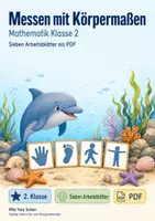 Vorschau - Arbeitsblätter - Messen mit Körpermaßen | Mathematik Klasse 2 | 7 Arbeitsblätter als PDF - Deckblatt